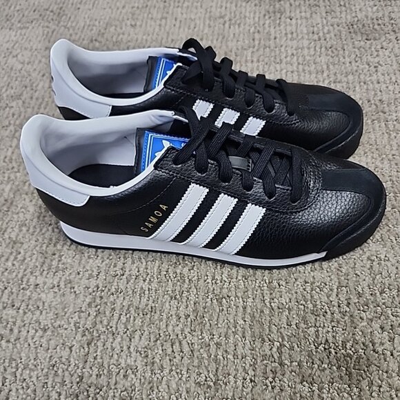 Adidas Samoa Sneakers Black White Leather Men's Size 7.5 Lace Up - Picture 6 of 9
